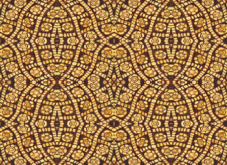 Golden Flower of Seamless Pattern, Vintage traditional Thai style background  Textures の写真素材