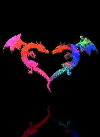 Dragon Heart and shadow isolated on black background の写真素材