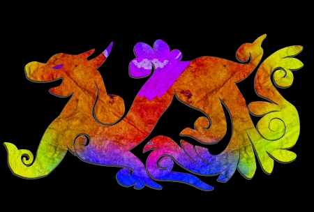 colorful dragon isolated on black backgroundの写真素材