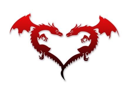 Colorful dragon heart isolated on white backgroundの写真素材