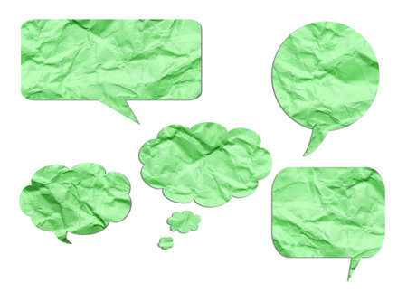 bubble talk tag paper craft stick on white backgroundの写真素材