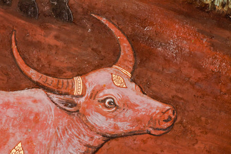 Art thai painting on wall in temple, Generality in Thailand, any kind of art decorated in Buddhist church etc  created with money donated by people, no restrict in copy or useのeditorial素材