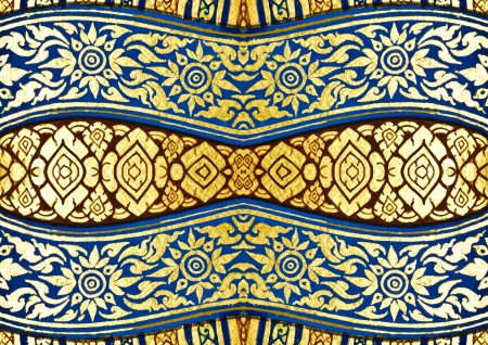 Vintage traditional Thai style art painting on temple for background の写真素材