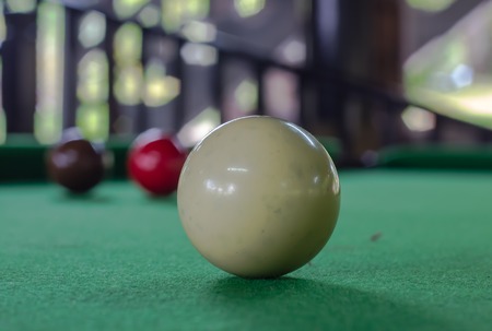 snooker balls on the tableの写真素材