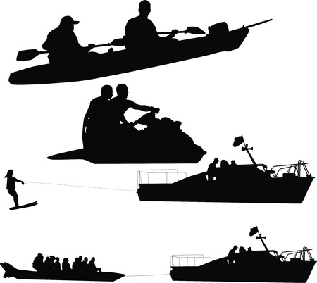 People have rest water sea man boat oar fishing rest sports boat banana のイラスト素材