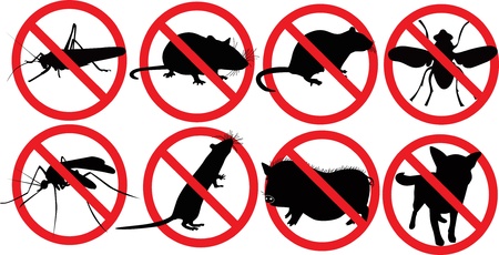 Animal dogs pig rat insects mosquito fly locust sign will lock symbol のイラスト素材
