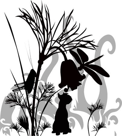 dog in a grassのイラスト素材