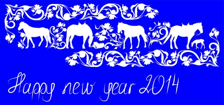 New year card for 2014 horsesのイラスト素材