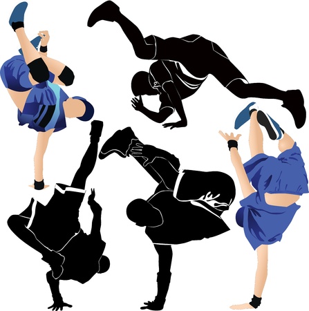breakdance silhouette break danceのイラスト素材