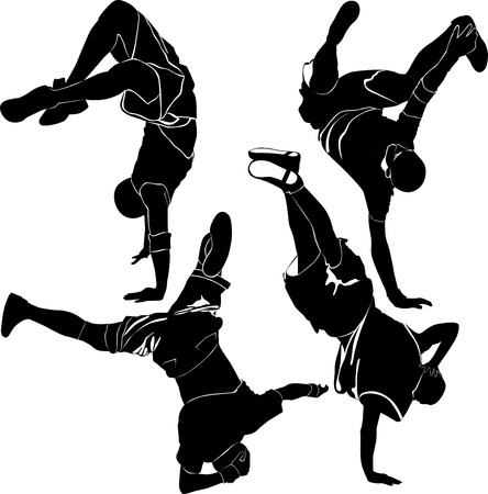 breakdance silhouette break danceのイラスト素材
