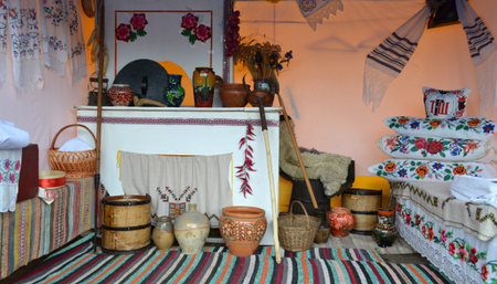 Ukrainian life inside the houseの写真素材