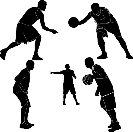  Athletes men are playing basketballのイラスト素材