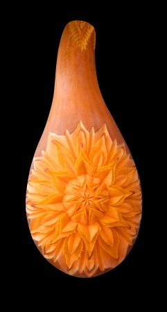 Pumpkin carving on a black backgroundの写真素材