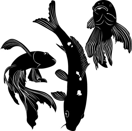 carp silhouetteのイラスト素材