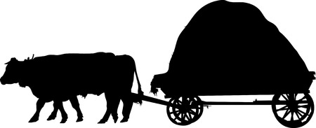 agricultural farm animals bulls a cartのイラスト素材