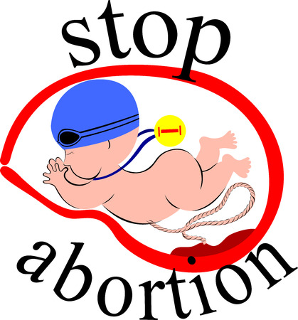 Embryo, baby symbol. Pregnancy.The fetus in the womb. Little baby curl up illustration. abortion. Abortion Is Personal Decision. Embryo with scissors.のイラスト素材