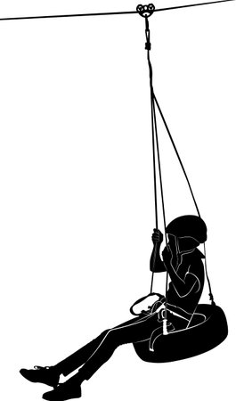 Boy on swing. Rope parkのイラスト素材