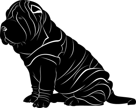 shar pei dog isolated on white backgroundのイラスト素材