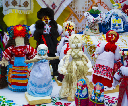 Fair of folk art dolls motanka village Petrikovka Dnipropetrovsk region Ukraine 09/15/2018の写真素材