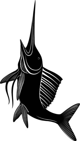marlin fish vector silhouette isolated on white backgroundのイラスト素材