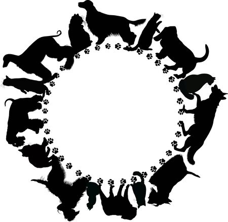circle shape  with dogs and cats vector on a white backgroundのイラスト素材