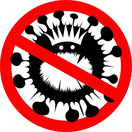 Sign caution coronavirus. Stop coronavirus. Pandemic medical concept with dangerous cells.Vector illustration. stop signのイラスト素材