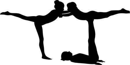 acrobatic stunt. Gymnastics acrobats vector black silhouette. gymnasts acrobats vectorのイラスト素材