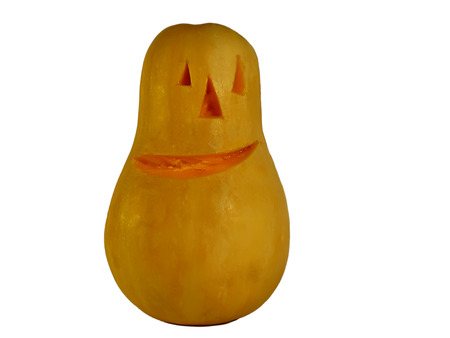 pumpkin halloween with eyes isolated on white backgroundの写真素材