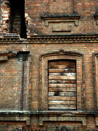 old brick destroyed house burnt not residentialの写真素材