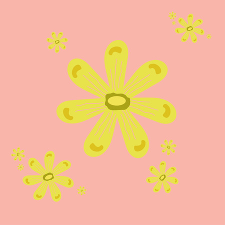 Daisies yellow pattern seamless pink beautifulのイラスト素材