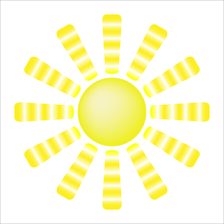 sun with yellow rays isolated on white backgroundのイラスト素材