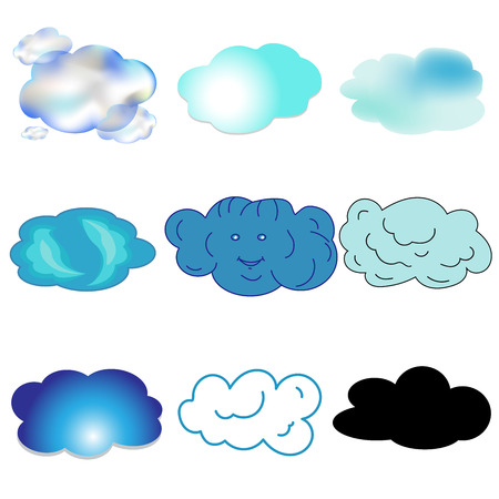 blue and black, transparent clouds in the sky isolated vector illustrationのイラスト素材