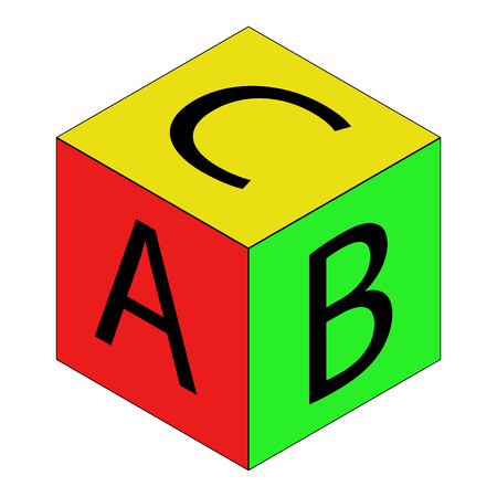 Colorful alphabet cubes with A,B,C letters. Isolated vector illustration on white background.のイラスト素材