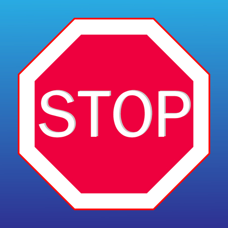 stop sign on a blue backgroundのイラスト素材