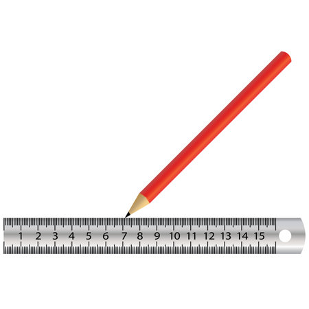 iron ruler red pencil isolated on white background vectorのイラスト素材