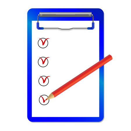 folder with clip and red pensil vector isolated on whiteのイラスト素材