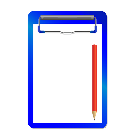folder with clip and red pencill vector isolated on whiteのイラスト素材