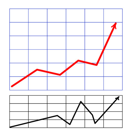 Graph with arrow red vector on white backgroundのイラスト素材