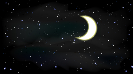 stars moon sky night background  illustration flat の写真素材