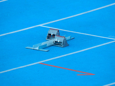starting running shoes, on a sports treadmill.