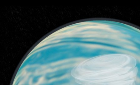 hurricane raging on a planet with a starry sky 3d.