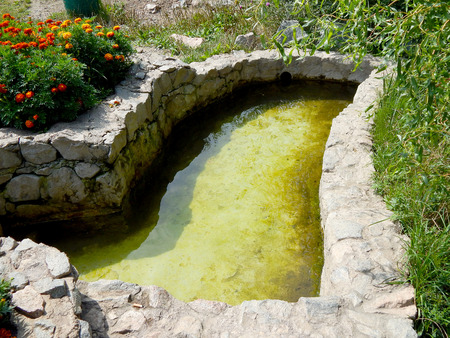 decorative swimming baptismal pool horizontal photoの写真素材