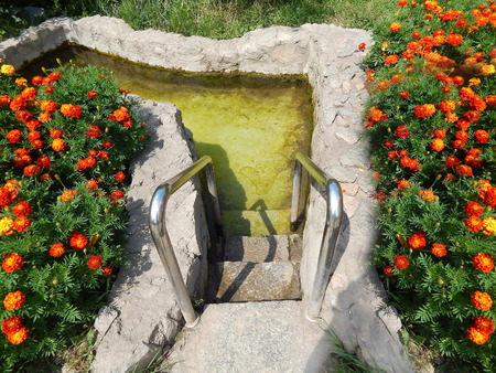 decorative swimming baptismal pool horizontal photoの写真素材