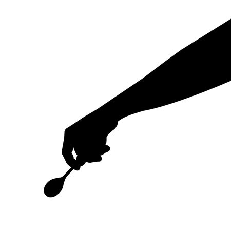 spoon in hand silhouette vector illustration.のイラスト素材