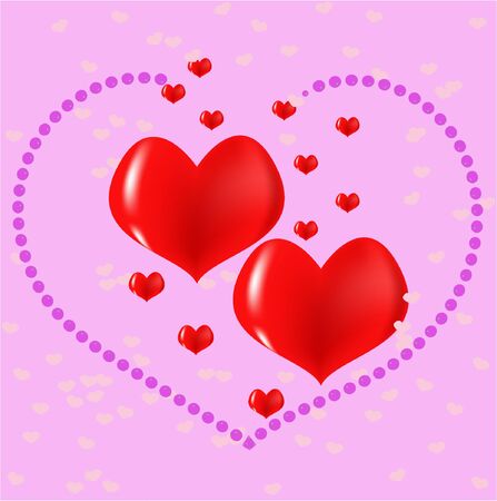 red hearts on a pink background, red hearts on a pink backgroundのイラスト素材
