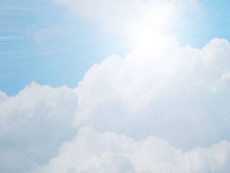 light blue sky with clouds, horizontal photo.の写真素材