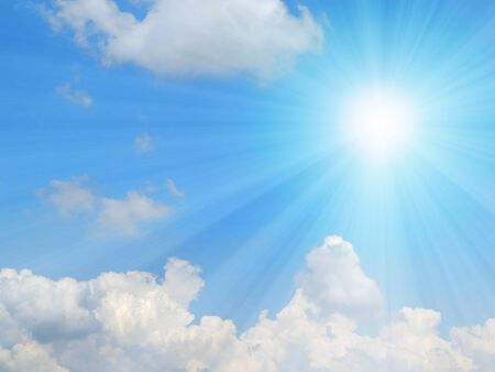 light blue sky with clouds, horizontal photo.の写真素材