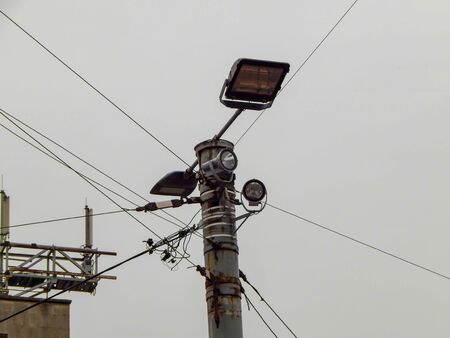 street light. street lamp mounted on a pole, horizontal photo.の写真素材