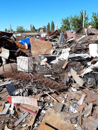 metal shavings, scrap metal, a mountain of metal shavingsの写真素材