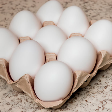 chicken white eggs in a box. Generative AIの素材
